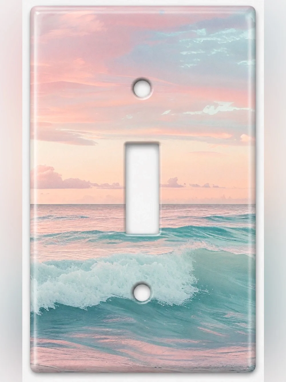 Handmade Pink Blue Ocean Sunset Toggle Light Switch Cover Coastal Beach Decor